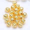 Polished 14k/18k gold plated pumpkin spacer beads for DIY jewelry making and bracelets - 4.0mm / 18K Gold