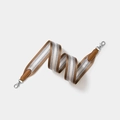 Adjustable woven shoulder strap in brown, silver, and white stripes with leather ends - Width 5cm Length 70cm / Brown Strap Gold Buckle