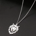 Titanium steel lion head crown pendant necklace with silver O-chain on black background - O-chain 60cm / Silver