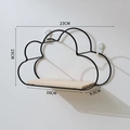 Cloud-shaped black iron wall shelf with wooden base, 23cm width minimalist storage rack - 23x15x9.5cm / Medium Cloud Shelf - Black