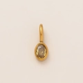 Close-up of gold 18K plated oval yellow zircon pendant on a delicate chain necklace - November Oval Birthstone Pendant Only (Without Chain)