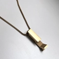 Collar de acero inoxidable dorado con colgante de barra geométrica y cadena veneciana - Cuadrado / Dorado
