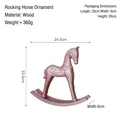 Vintage Nordic wooden rocking horse figurine with rose gold finish for home decor - Pink
