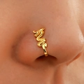 U-shaped gold dragon nose cuff with zircon inlay, non-pierced animal style jewelry - Gold Dragon (G-102)