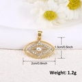 Detail of gold-plated evil eye pendant with crystals and pearl, showing 2cm x 1.3cm size - A0264-Eyelash Evil Eye
