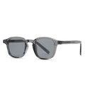 Gafas de sol retro de acetato gris transparente con lentes grises y remaches plateados - Montura Gris Lente Gris