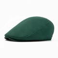 Berretto newsboy in cotone verde scuro con trama strutturata e design piatto classico - Regolabile / Verde Militare