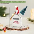 White metal Christmas mailbox ornament with red Santa figurine and blue glitter tree - Iron White Mailbox Gnome