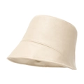 Chic beige faux leather bucket hat for women with minimalist vintage winter style - M (56-58cm) / Beige