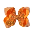 6 inch orange sequin hair bow clip for girls holiday and party hair accessories - 4-Orange/Gold