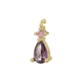 Ciondolo a goccia placcato oro 18K con zirconi rotondi rosa e viola a goccia d'acqua - Oro Zirconia Viola