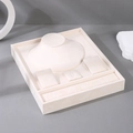 Cream velvet multi-functional jewelry display tray with necklace and ring organizers - Jewelry Display Tray / Beige Velvet