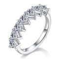 Elegant S925 sterling silver ring with seven heart-cut moissanite stones in a row - US 4.25 (HK 9) / Trillion Cut (BC-YXPJ7)
