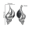 Zilveren 3D-schelphanger van roestvrij staal met afmetingen van 33,5 x 16 mm - S9-Wulk (Zilver)