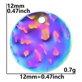 Macro shot of 12mm iridescent rainbow plated stainless steel round pendant for jewelry making - Round / Rainbow