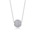 Detail view of the S925 sterling silver ball pendant necklace with pavé moissanite stones - 45cm / Moissanite Pendant