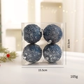 Set of 4 dark blue Christmas balls with silver star patterns in 15.5cm clear box - Star Pattern Ball