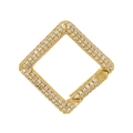 Macro view of gold-plated square lobster clasp with sparkling white zircon stones - Gold Square