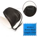 Close-up of 13cm brown black clip-in air bangs with detailed mesh and metal clip - Brown Black-4