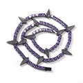 Detail of hip hop black panther necklace with purple gemstone and zircon-studded spikes - Gun Black Purple Zirconia