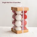 Pack de 16 bolas de Navidad de 6cm rojas y blancas con purpurina en caja de regalo - 16 unidades/caja / Juego Plata y Rojo