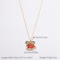 Collana natalizia in acciaio inossidabile 18k con campanelli rossi e fiocco verde - Collana di Natale con Campana Rossa e Zirconi (XL31136)