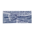 Blaues Yoga-Stirnband mit weißem Paisley-Muster und vorderem Knotendesign - Paisley Grau