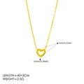 Gold stainless steel hollow heart necklace with detailed dimensions and measurements - Gold Heart Necklace