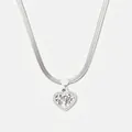 Silver stainless steel snake chain necklace with heart-shaped tree of life pendant - Silver Necklace (PDD299)