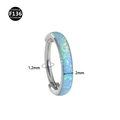 Blue opal F136 titanium nose ring hoop with 1.2mm gauge and sterile silver finish - Wide OP26 Side View (Blue)