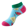 Women's cute light blue low cut sock with red and yellow watermelon pattern - One Size(37-44) / Light Blue Watermelon