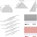 Silikonform-Set für DIY-Briefpapier mit Linealen, Stiften und 100 bunten Minen - 108-teiliges Set (5 Stifte + 3 Lineale + 100 Minen)