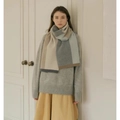 Sciarpa unisex in maglia con design color-block in misto lana indossata da un modello - 2# Verde Menta