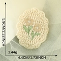 Patch floreale beige all'uncinetto con fiori gialli e foglie verdi per decorazioni fai-da-te - Fiori Doppi Giallo Beige
