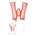 Roségoldener Buchstabe W Folienballon mit Kartonverpackung und Strohhalm für Partydeko - Buchstabe W / Roségold