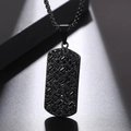 Men's hip hop rectangular pendant necklace in all-black finish with micro-pave stones - Black Pendant + Black Chain (60cm)