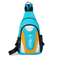 Outdoor versatile sky blue crossbody chest bag with orange accents and mesh pocket - Sky Blue and Yellow