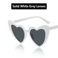 Heart-shaped sunglasses with solid white frame and gray lenses for a retro fashion look - Solid White Frame Gray Lens