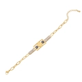 Goldenes Evil Eye Armband mit Porträtmünze und rechteckigen Zirkonia-Akzenten - Evil Eye Porträt Münze Stil (4#)