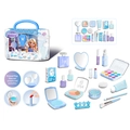 Sky blue pretend play makeup set with carry case and pretend cosmetic tools for girls - Blue Nail Art + Spray [17PCS] English Storage Box