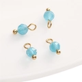 Sky blue multifaceted 4mm cat eye stone pendants with gold metal hoops for jewelry DIY - Blue Cat's Eye