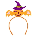 Halloween headband featuring orange pumpkins, purple witch hats, and small white ghosts - Pumpkin Bat Witch Hat Style