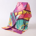 Abstract double-sided microfiber beach towel featuring vibrant pink and yellow geometric patterns - B-Modern Pop Art Colorful Patchwork