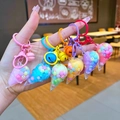 Lindos llaveros de helado con arenas movedizas en seis colores vibrantes y cascabeles - Cierre de langosta / Estilo Mini Helado de Frijoles de Leche