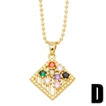 Goldene Halskette mit bunten Zirkonia Herz-Anhängern und filigraner Perlenkette für Damen - Rautenstil (D)