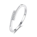 Double row zircon S925 silver ring featuring a minimalist rectangular sparkling design - US 6 / Fdjz-249 / White Gold