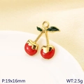 Golden cherry pendant necklace in red and green enamel for summer fruit jewelry collection - Cherry Style C (KLJ10179-ZLA)