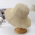 Handmade beige wide-brim straw sun hat with wavy edges for summer beach vacation - M (56-58cm) / Khaki