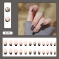 Faux ongles ballerine noirs dégradés avec paillettes et strass ensemble de 24 pièces - Diamant Carré Dégradé (Z377)