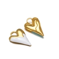 Pendaglio a cuore stile lava in oro e smalto bianco per design di gioielli fai da te - 17x25mm / Bianco